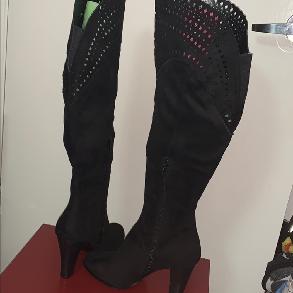 New suede black over knee boots